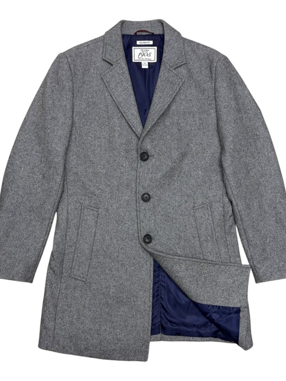 JOS A BANK Wool Pea Coat Luxury Business Casual Winter Trench Jacket Mens 38S